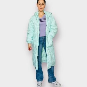 80s Sportables Aqua Teal Down Puffer Coat‎